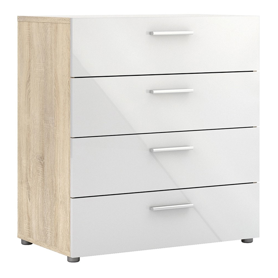 Perkin High Gloss Chest Of 4 Drawers In Oak And White
