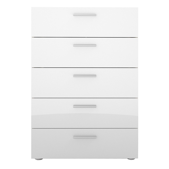 Perkin Wooden Chest Of Drawers In Oak And White Gloss 5 Drawers_4