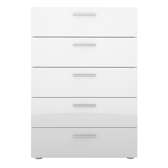 Perkin High Gloss Chest Of 5 Drawers In Oak And White