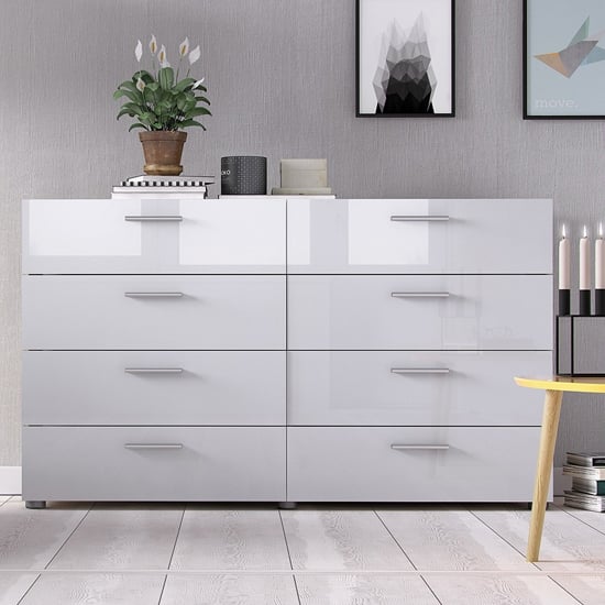 Perkin Wooden Chest Of Drawers In Oak And White Gloss 8 Drawers_3