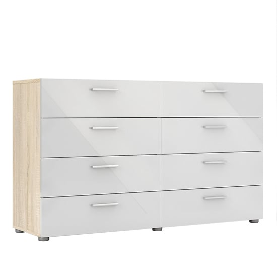 Perkin Wooden Chest Of Drawers In Oak And White Gloss 8 Drawers_6