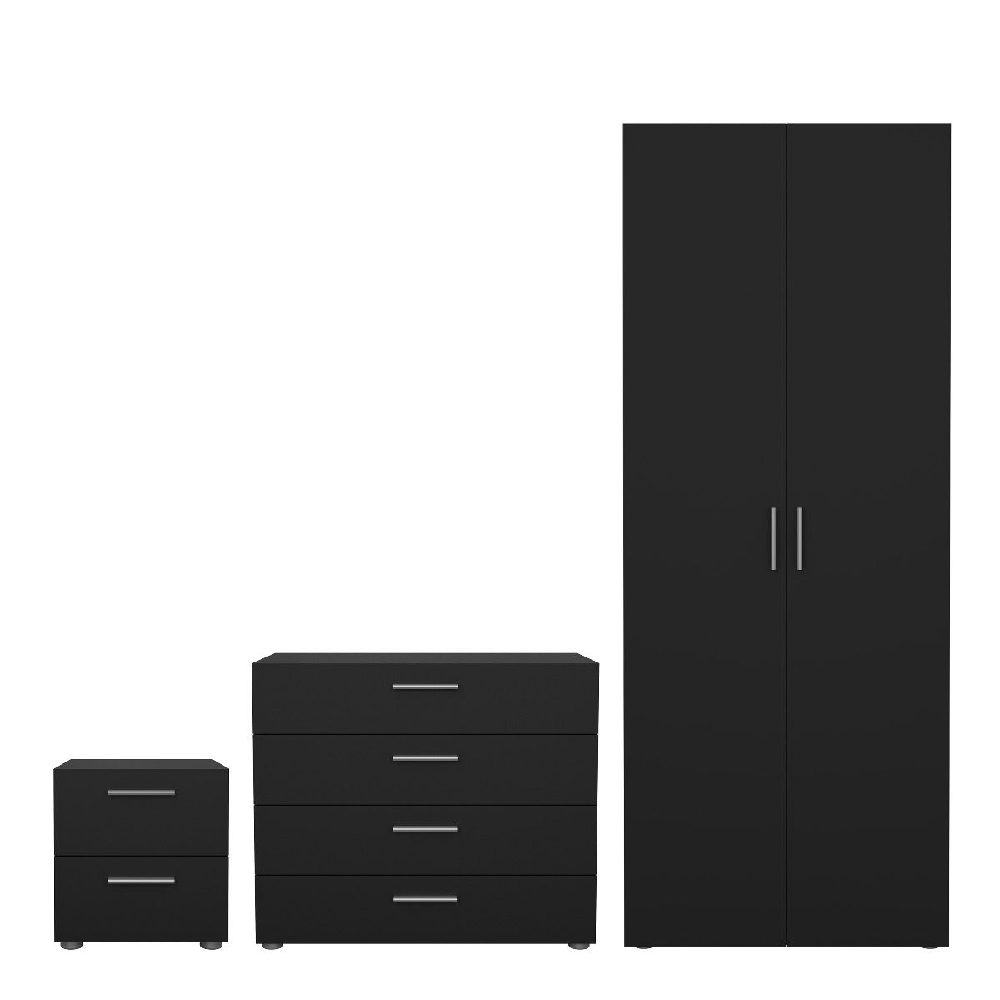Read more about Perkin wooden furniture set with 2 doors wardrobe in black