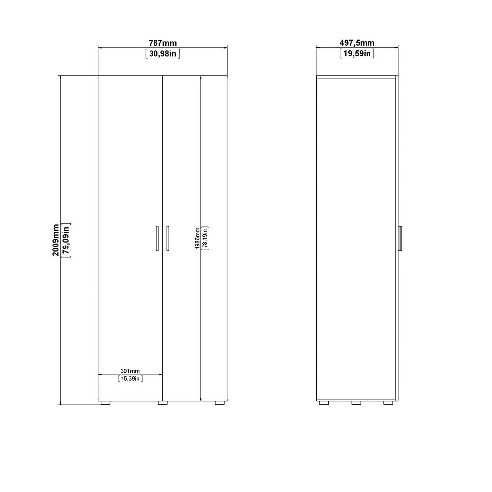 Perkin Wooden Furniture Set With 2 Doors Wardrobe In White