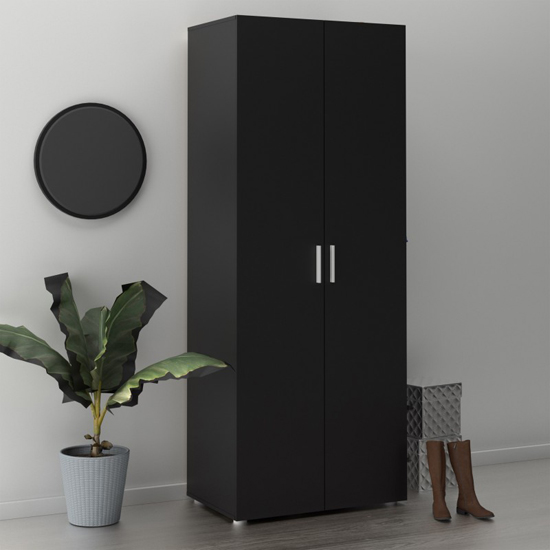Read more about Perkin wooden wardrobe with 2 doors in black