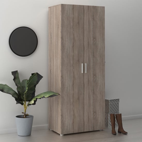 Product photograph of Perkin Wooden Wardrobe With 2 Doors In Truffle Oak from Furniture in Fashion