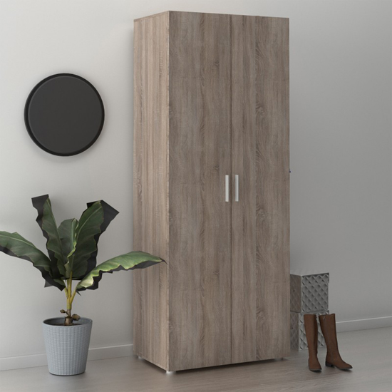 Perkin Wooden Wardrobe With 2 Doors In Truffle Oak thumbnail