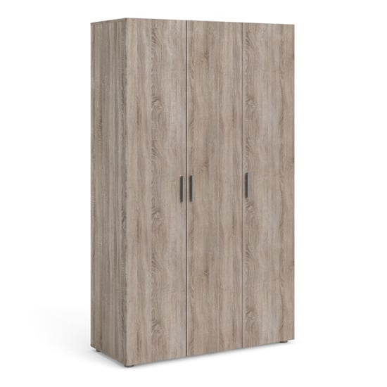 Perkin Wooden Wardrobe With 3 Doors In Truffle Oak