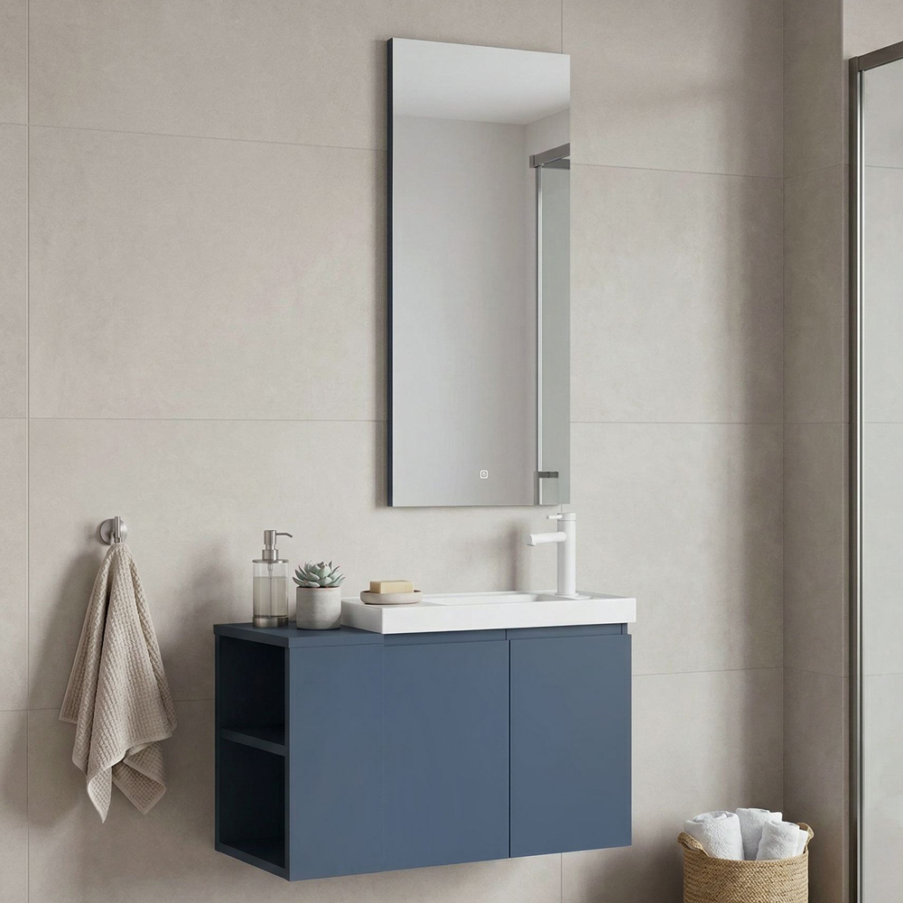 Perla Wooden Bathroom Furniture Set in Matte Blue