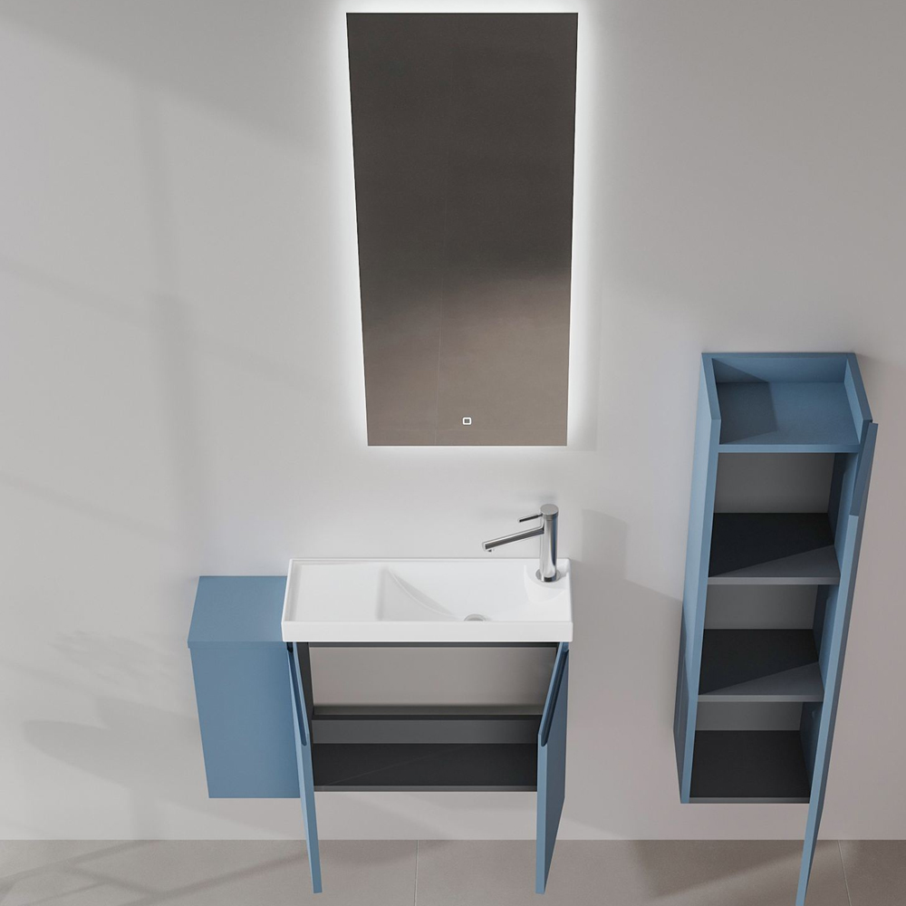 Perla Wooden Bathroom Furniture Set in Matte Blue