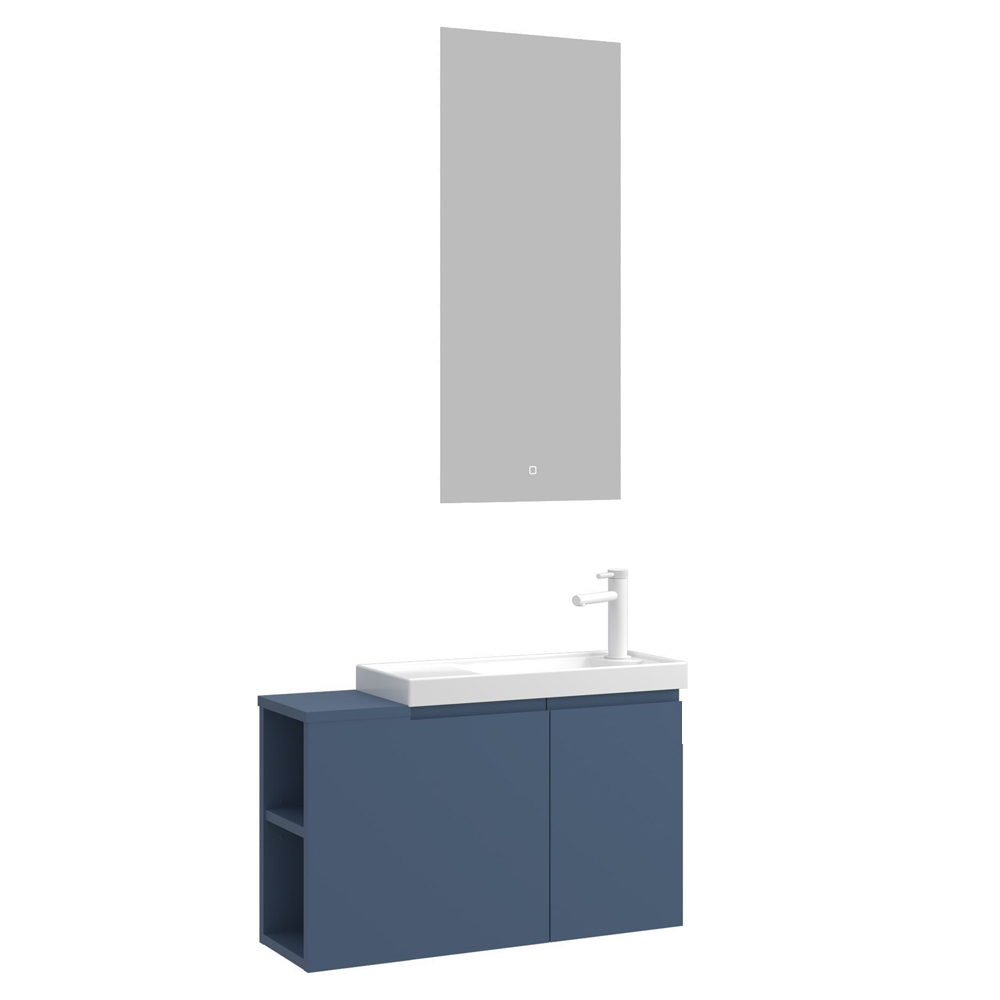 Perla Wooden Bathroom Furniture Set in Matte Blue
