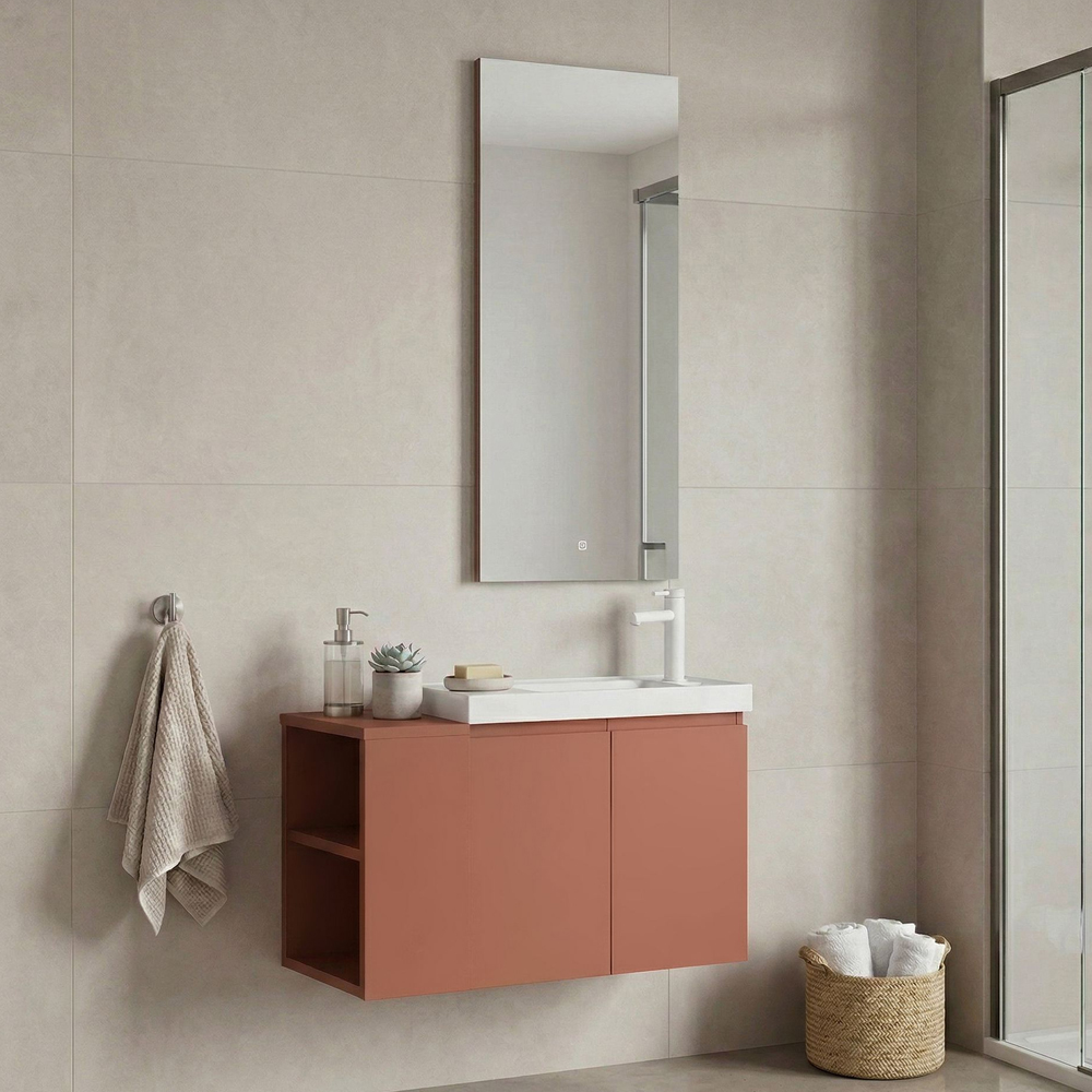 Perla Wooden Bathroom Furniture Set in Matte Cinnamon