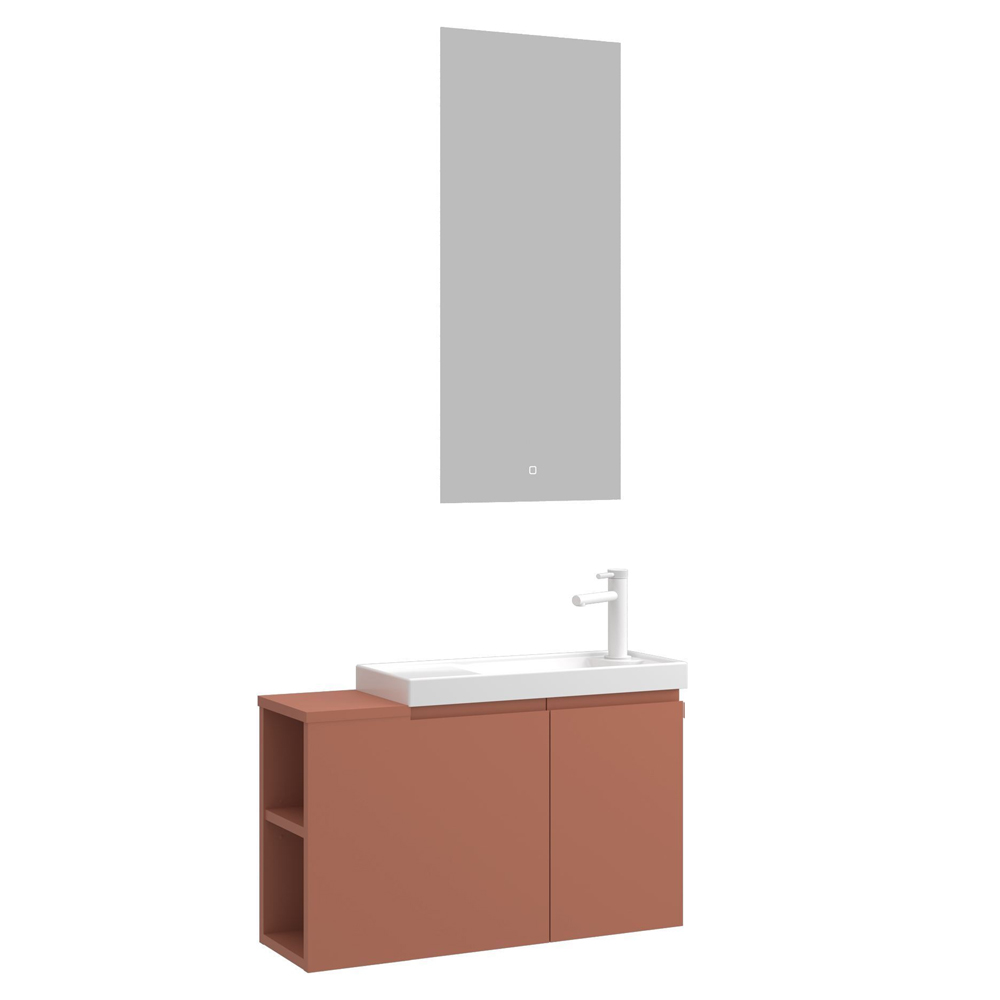 Perla Wooden Bathroom Furniture Set in Matte Cinnamon