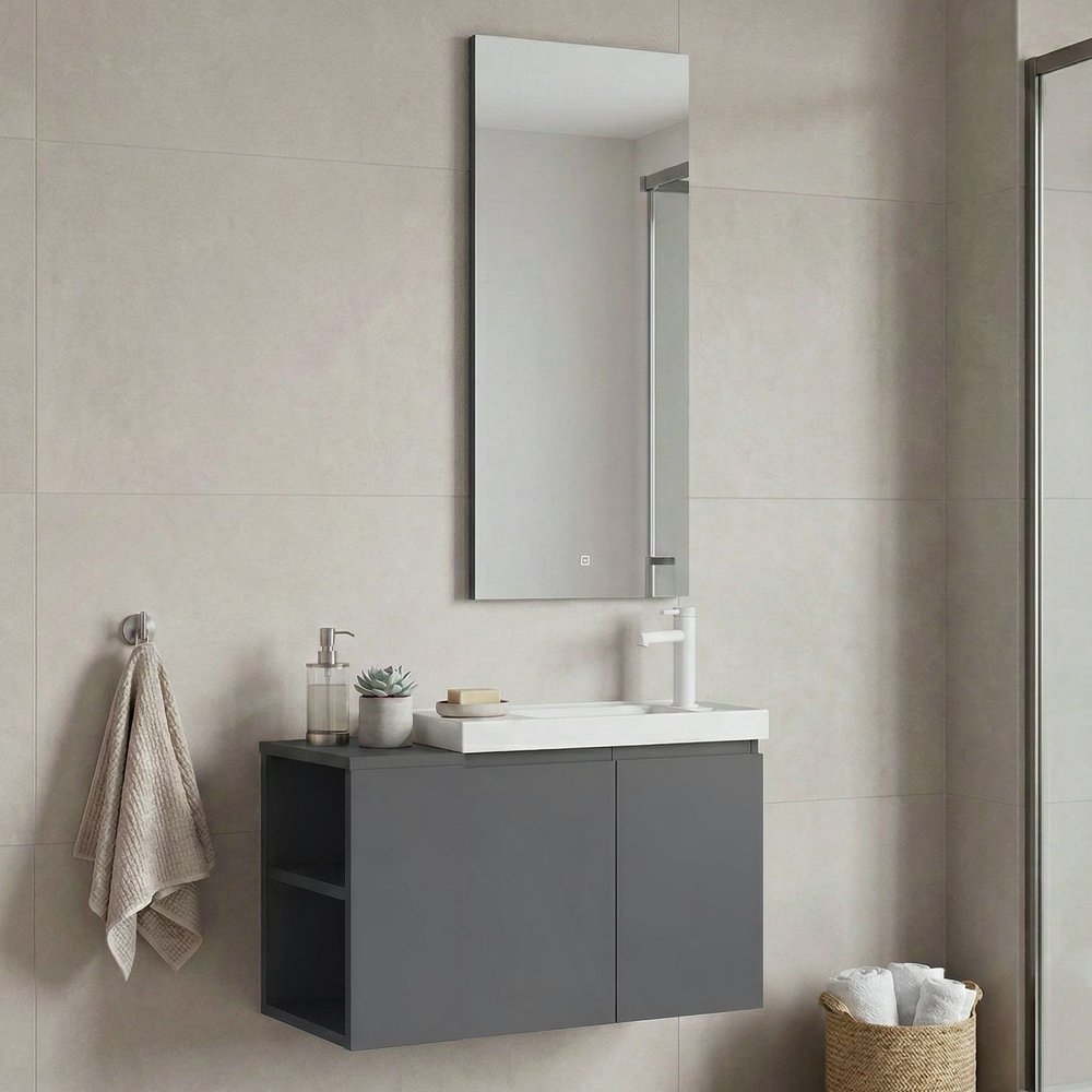 Perla Wooden Bathroom Furniture Set in Matte Grey