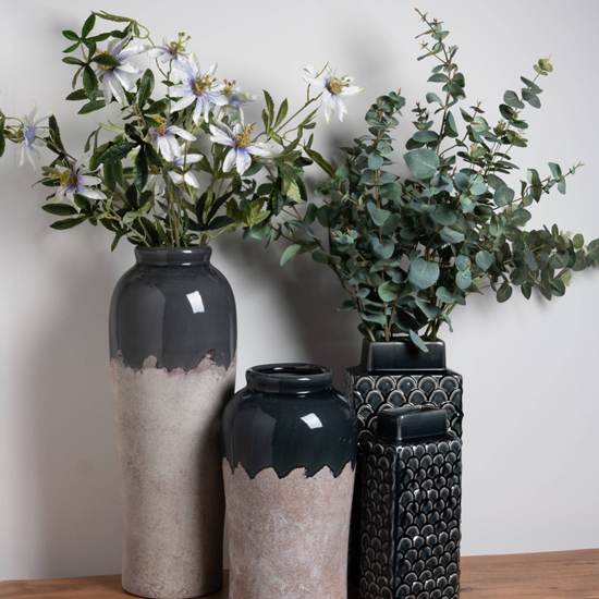 Perogia Ceramic Medium Rectangular Decorative Vase In Blue_3