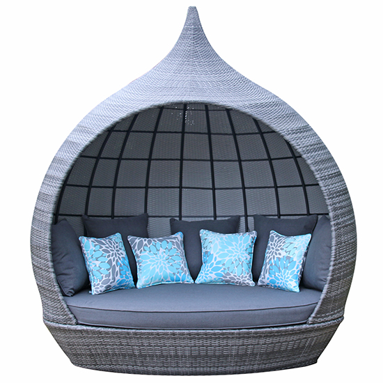 Product photograph of Perrin Flat Wicker Weave Daybed In Mixed Grey from Furniture in Fashion