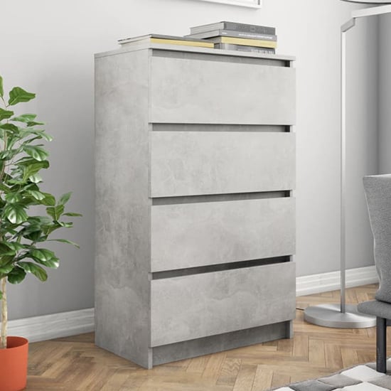 Product photograph of Perris Wooden Chest Of 4 Drawers In Concrete Effect from Furniture in Fashion
