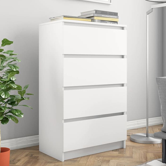 perris wooden chest of 4 drawers in white