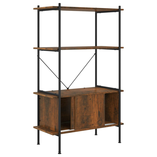 Perry Wooden 4-Tier Shelving Unit In Dark Brown