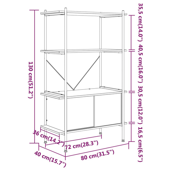 Perry Wooden 4-Tier Shelving Unit In Dark Brown