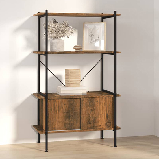 Read more about Perry wooden 4-tier shelving unit in dark brown