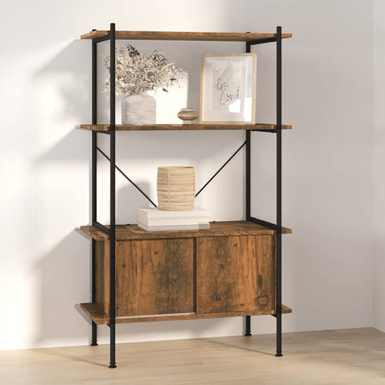 Perry Wooden 4-Tier Shelving Unit In Dark Brown