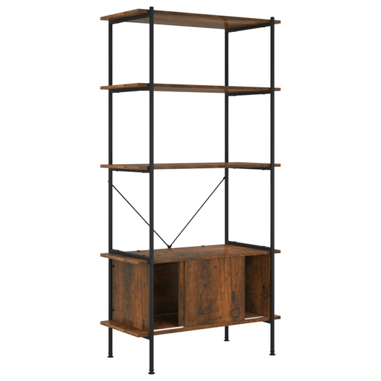 Perry Wooden 5-Tier Shelving Unit In Dark Brown