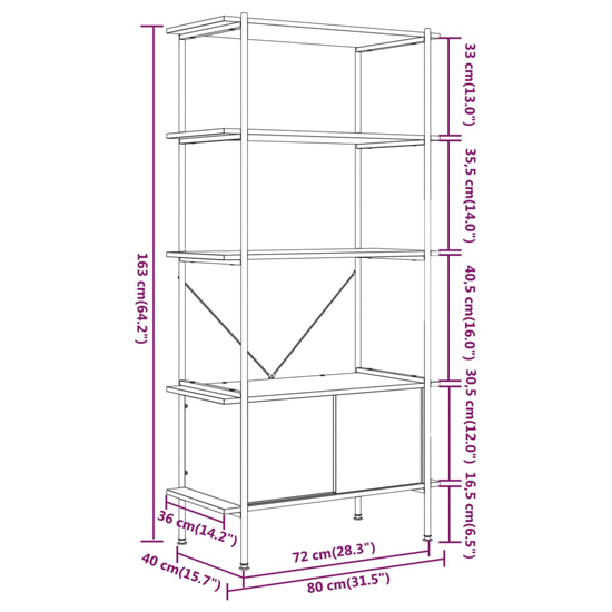 Perry Wooden 5-Tier Shelving Unit In Dark Brown