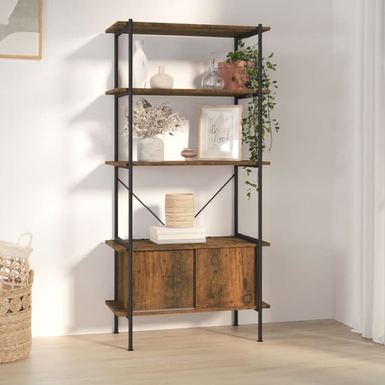 Read more about Perry wooden 5-tier shelving unit in dark brown