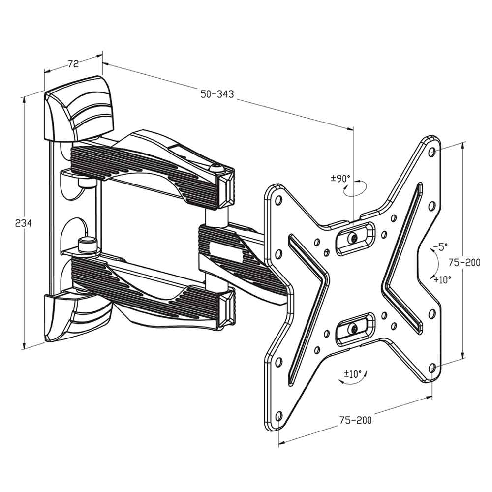 Perth 43'' Swivel Wall TV Bracket - Black