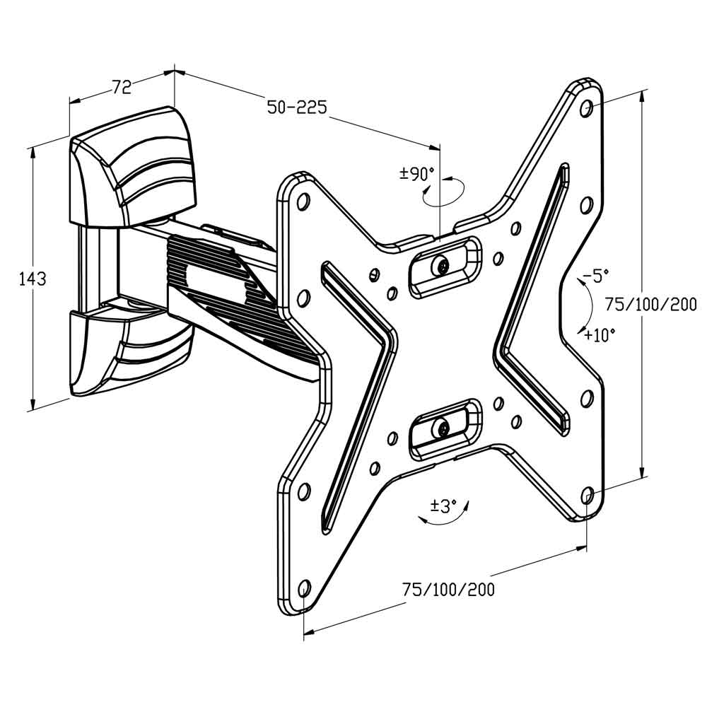 Perth 43'' Swivels Wall TV Bracket - Black