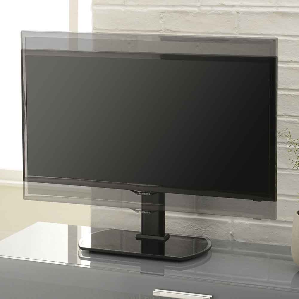 Perth 43'' Universal Swivel Table Top Glass Base TV Stand - Black