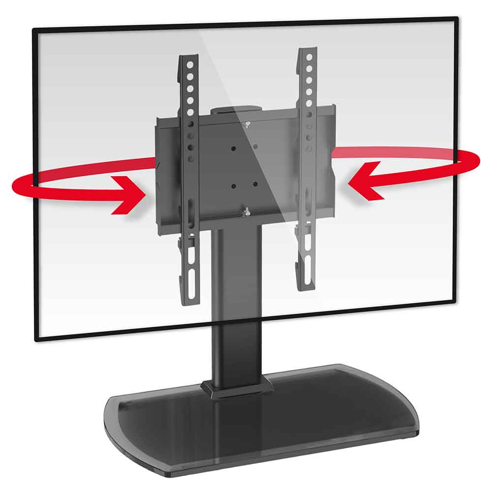 Perth 43'' Universal Swivel Table Top Glass Base TV Stand - Black