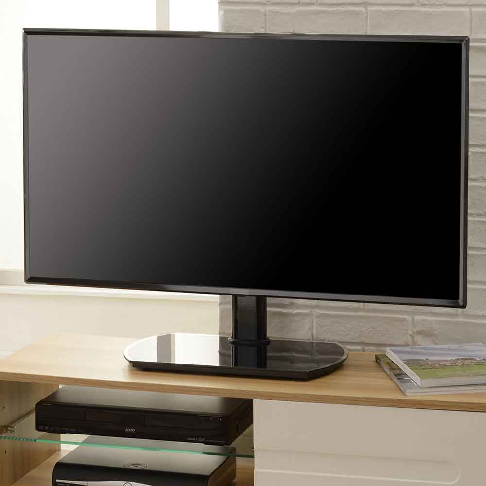 Perth 55'' Universal Swivel TV Stand Mount Bracket with Black Glass Base