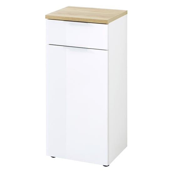 Pescara Bathroom Storage Cabinet In White And Navarra Oak