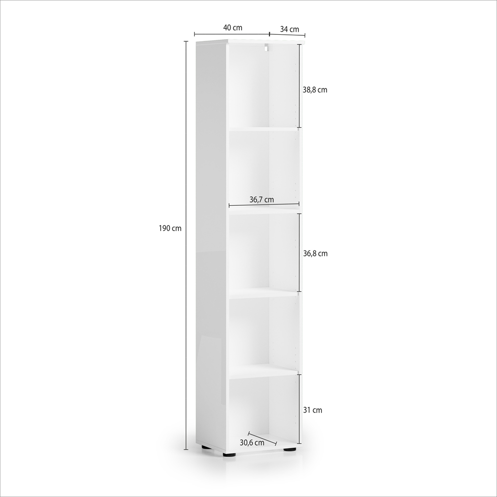 Pescara High Gloss Office Bookcase in White