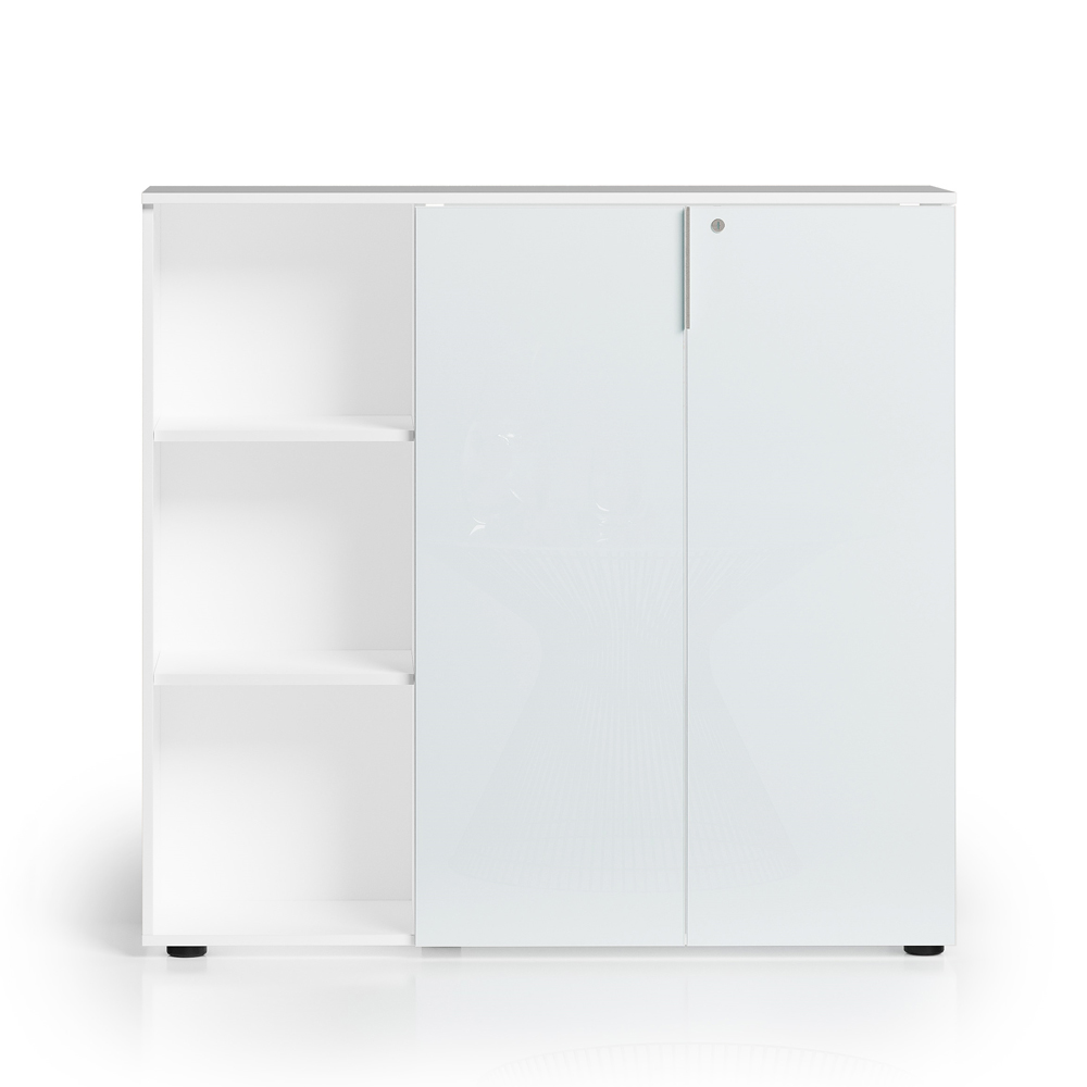 Pescara High Gloss Office Office Cabinet with 2 Doors 3 Shelves in White