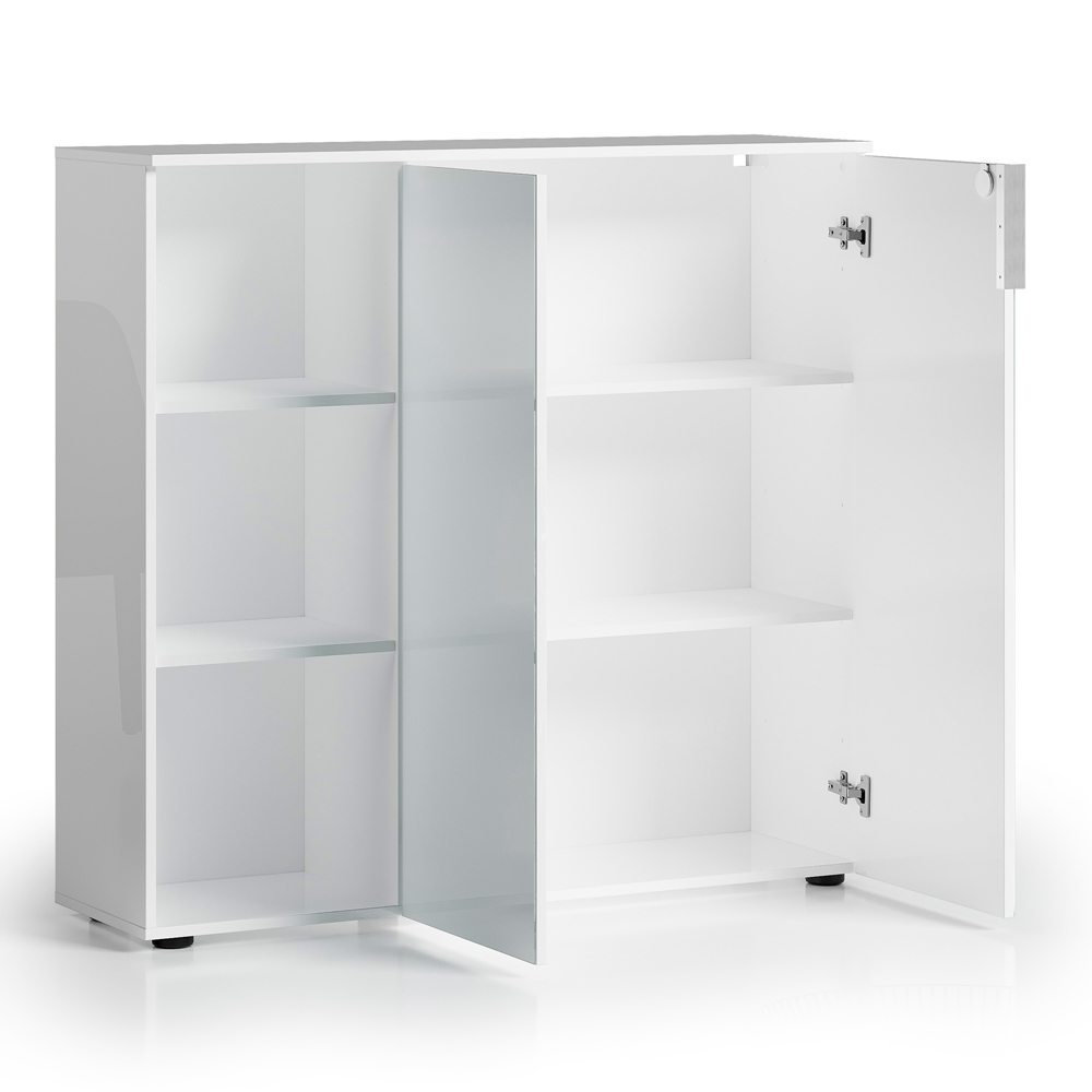Pescara High Gloss Office Office Cabinet with 2 Doors 3 Shelves in White