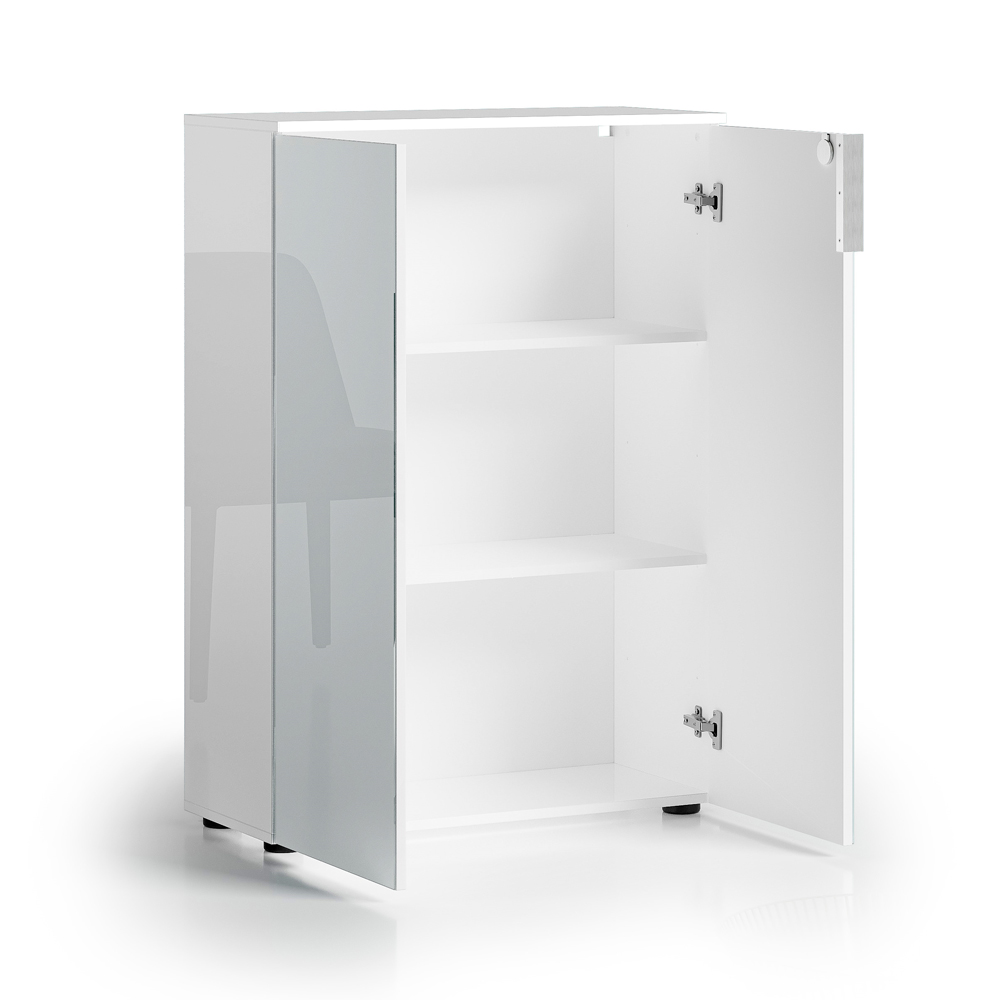 Pescara High Gloss Office Office Cabinet with 2 Doors in White