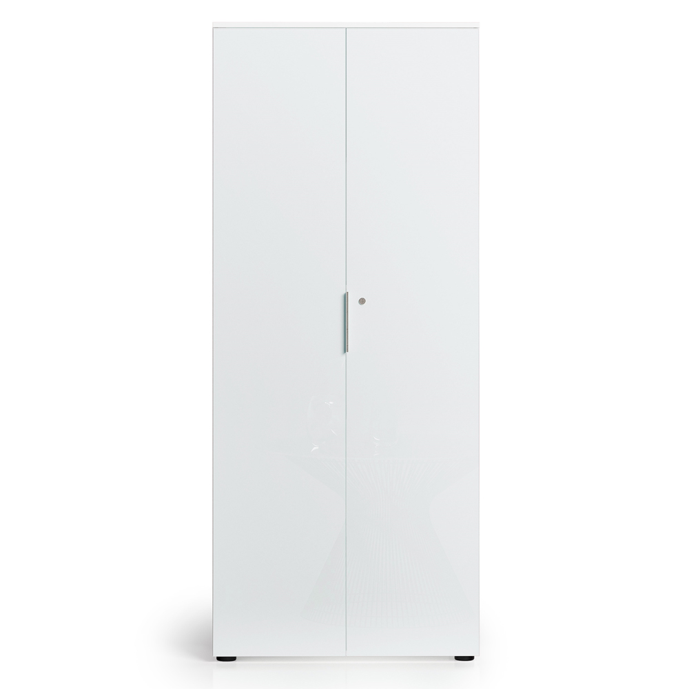 Pescara High Gloss Tall Office Filing Cabinet with 2 Doors in White