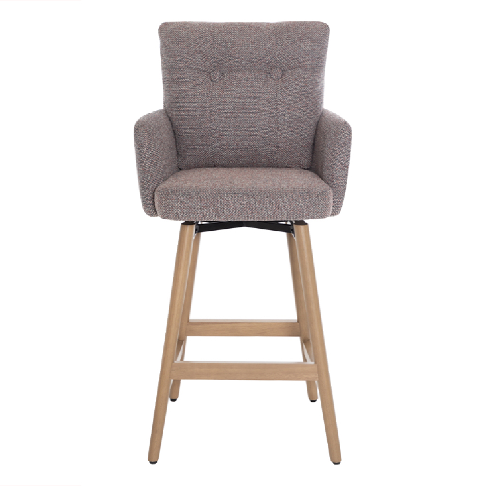 Petaluma Blush Granite Fabric Bar Chairs With Oak Legs In Pair