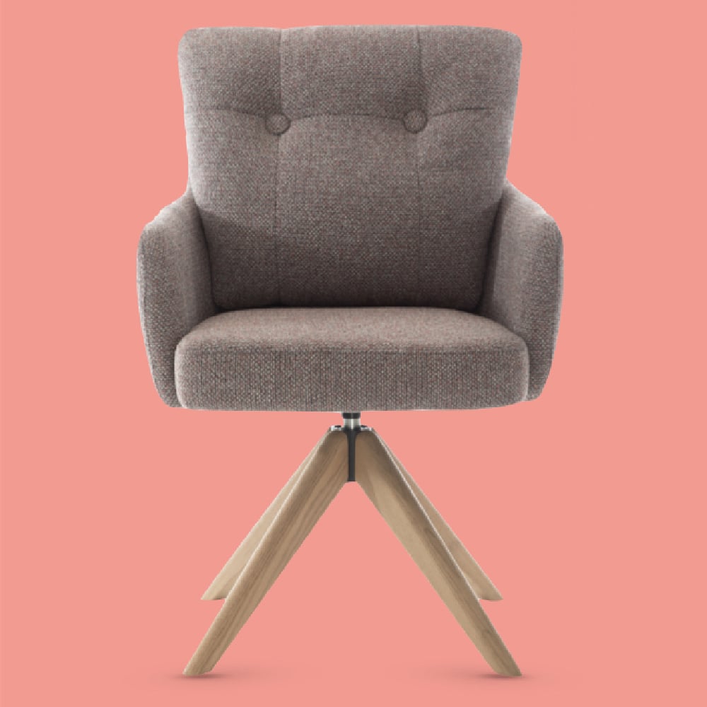 Petaluma Blush Granite Fabric Dining Chairs With Oak Legs In Pair