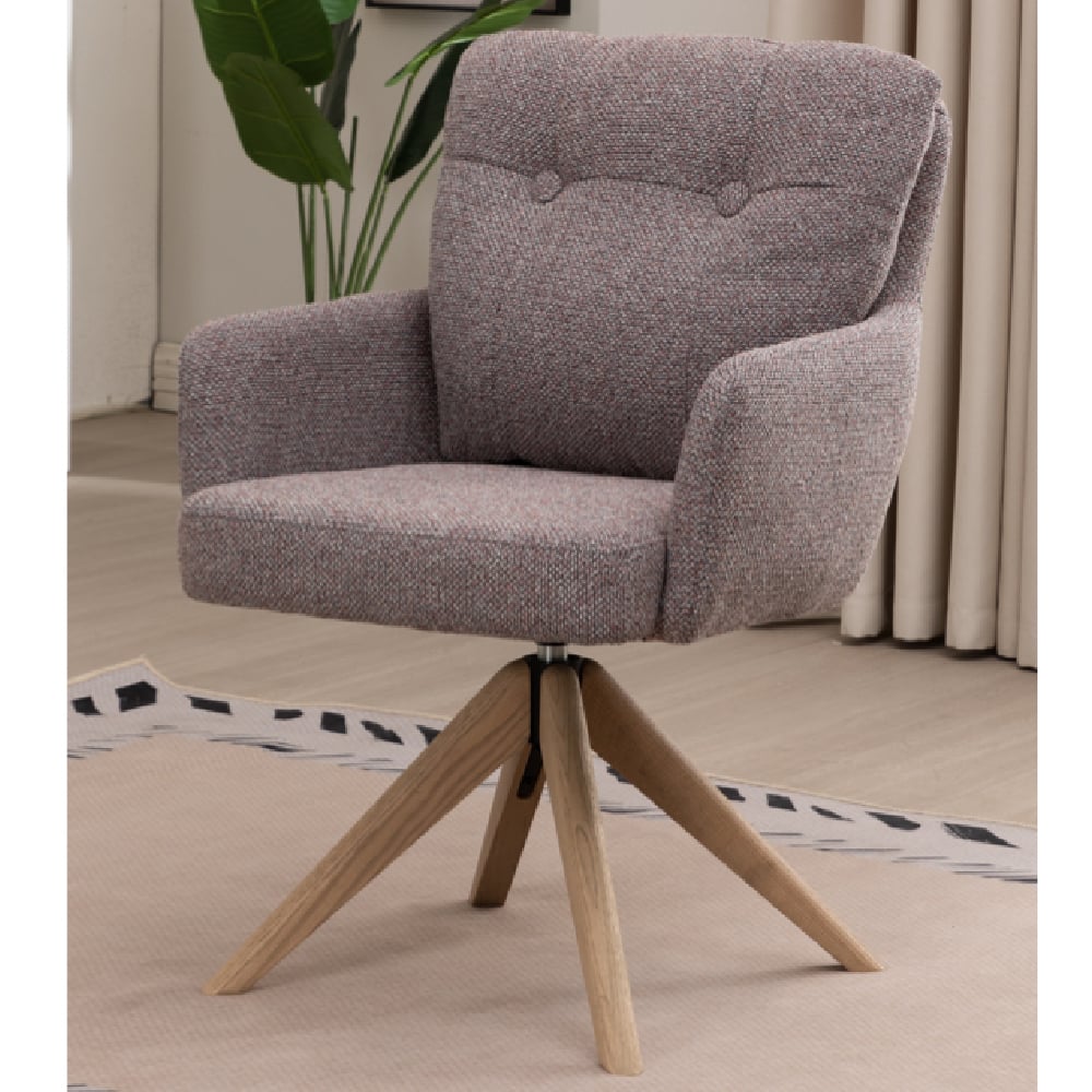Petaluma Blush Granite Fabric Dining Chairs With Oak Legs In Pair