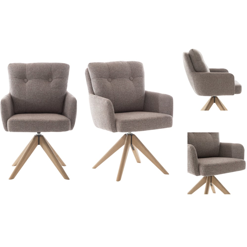 Petaluma Blush Granite Fabric Dining Chairs With Oak Legs In Pair