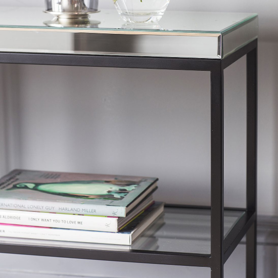 Petard Mirrored Console Table With Black Metal Frame_3