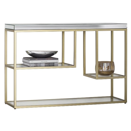 Petard Mirrored Console Table With Champagne Metal Frame_2