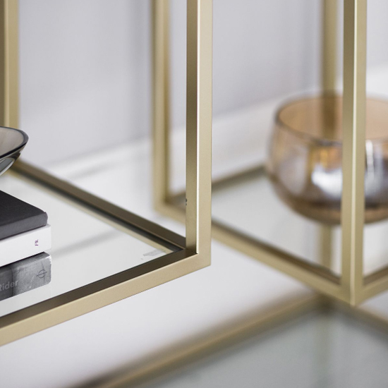 Petard Mirrored Console Table With Champagne Metal Frame_3
