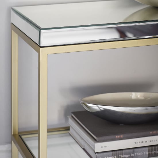 Petard Mirrored Console Table With Champagne Metal Frame_4