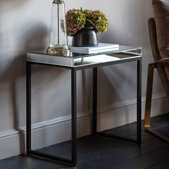 Read more about Petard mirrored side table with black metal frame