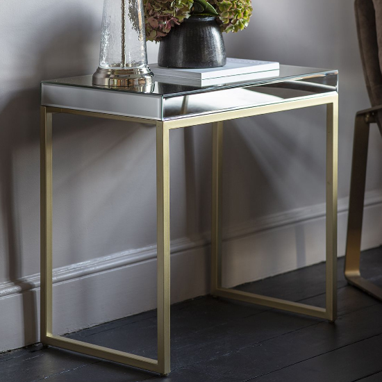 Read more about Petard mirrored side table with champagne metal frame