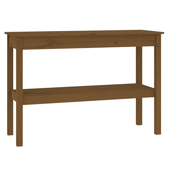 Petey Pinewood Console Table With Undershelf In Honey Brown Furniture